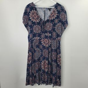 Torrid Mandala Challis Skater Dress Navy Blue Printed Boho
